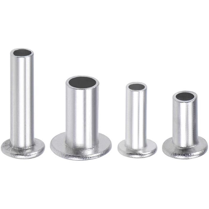 100 Rivets Semi-tubulaires En Aluminium Tête Plate, 4x10 Mm, Finition Argentée - Idéal Pour Bricolage Et Réparations