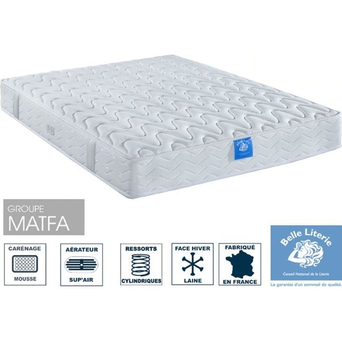 Matelas 90x190 Ressorts - Soutien ferme - Accueil moelleux - Face hiver/Face été - BELLE LITERIE Diadème - 21cm -Fabriqué en France