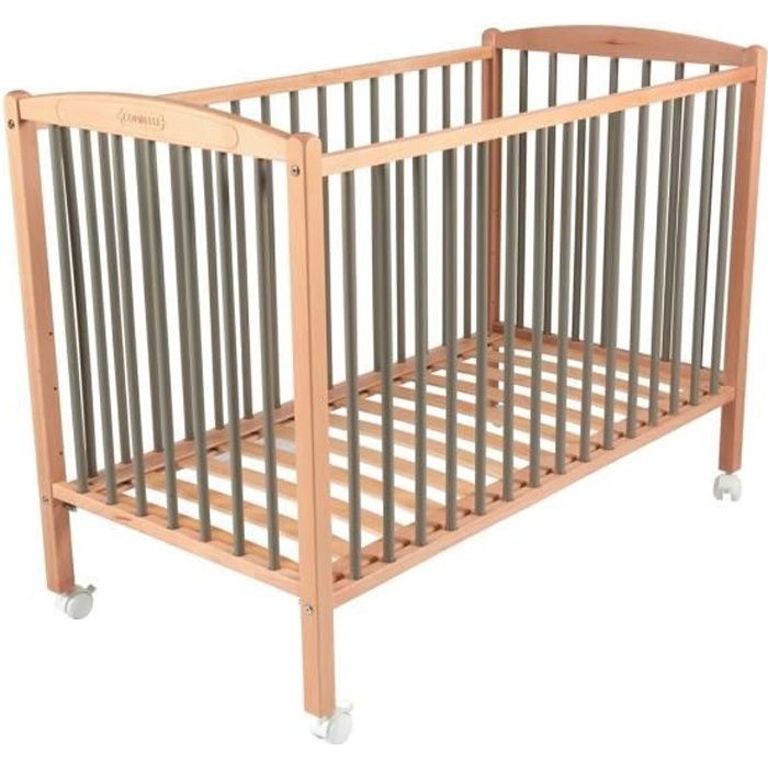Combelle Lit Bebe 70x140cm Arthur Bicolore Gris Avec Hauteur De Plancher Reglable Et Roulettes Cdiscount Puericulture Eveil Bebe