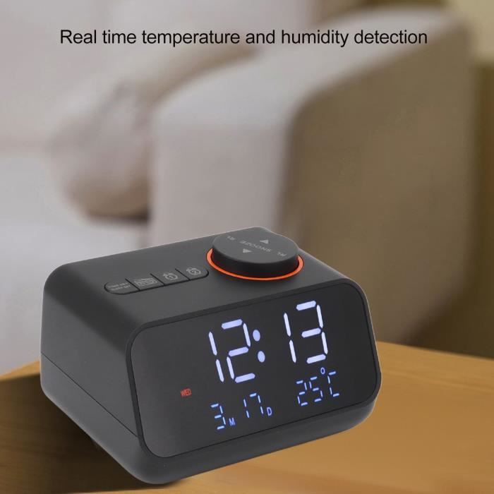NK Radio Réveil Numérique Intelligent - Radio FM, Projection, Température, USB, Mode Nuit