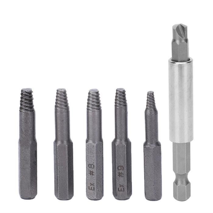 Kit Extracteur De Vis Cassées - 9 Pièces (6 Extracteurs + 3 Forets) En Acier HSS, Pour Boulons Grippés Ou Endommagés