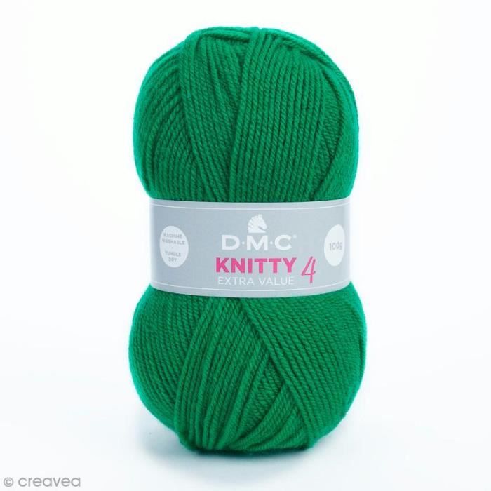 Laine Knitty 4 DMC - 100 g Laine Acrylique Knitty 4, de DMC :Coloris: Vert 916Matière : 100 % acrylique Poids : 100 g Longueur :