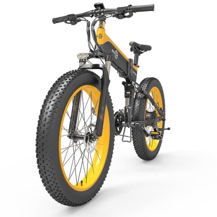 Velo Electrique Moteur 1000W Vitesse Maxi 40km h batterie Lithium 48V 12.8AH Noir et jaune