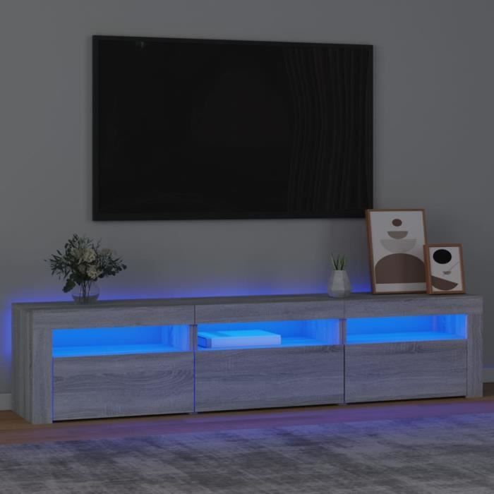 FAMIROSA Meuble TV avec Lumières LED Sonoma Gris 180x35x40 cm-760 FAMIROSA Meuble TV avec Lumières LED Sonoma Gris 180x35x40 cm-760