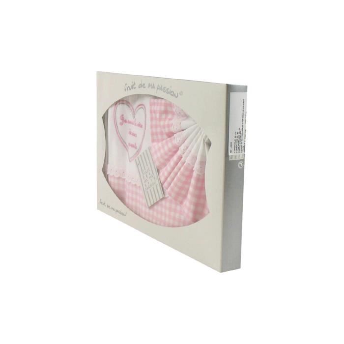 Parure De Couffin Cambrass 3 Pièces - 100% Coton Égyptien - Dimensions 80x120 Cm - Motif Vichy Rose