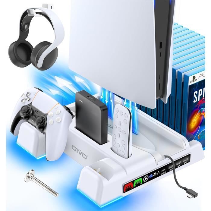 Support De Refroidissement Et Chargeur Pour PlayStation 5 - Double Fonction Refroidissement + Recharge Manettes