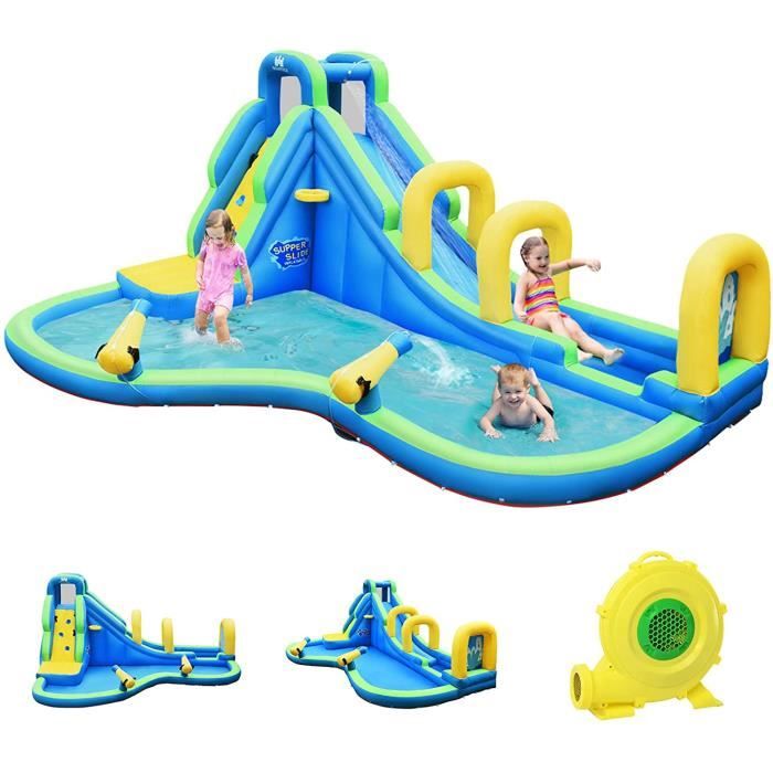 GOPLUS 7 en 1 Château Gonflable Enfants 3-10 Ans Aquatique avec GOPLUS 7 en 1 Château Gonflable Enfants 3-10 Ans Aquatique avec