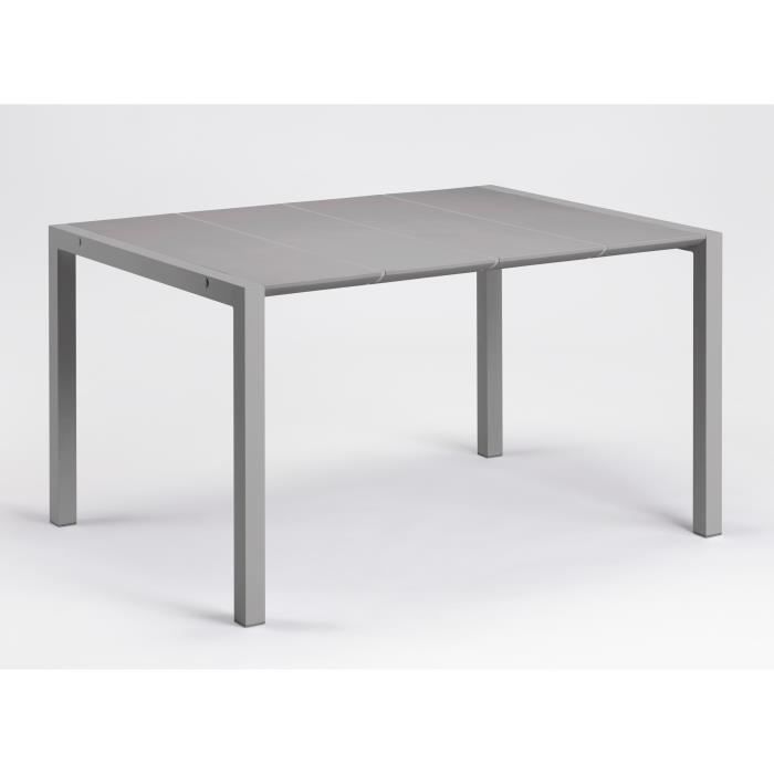 table - grosfillex - eden 133 - gris platinium - 133x87 - aluminium et résine - 6p