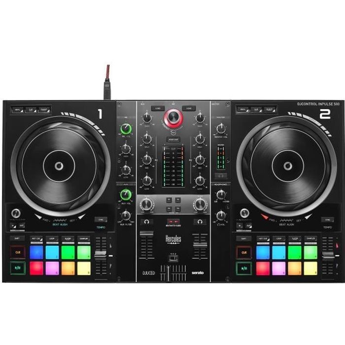 HERCULES DJCONTROL INPULSE 500 - Contrôleur DJ - Interface audio et mixeur hardware intégrés - 16 pa