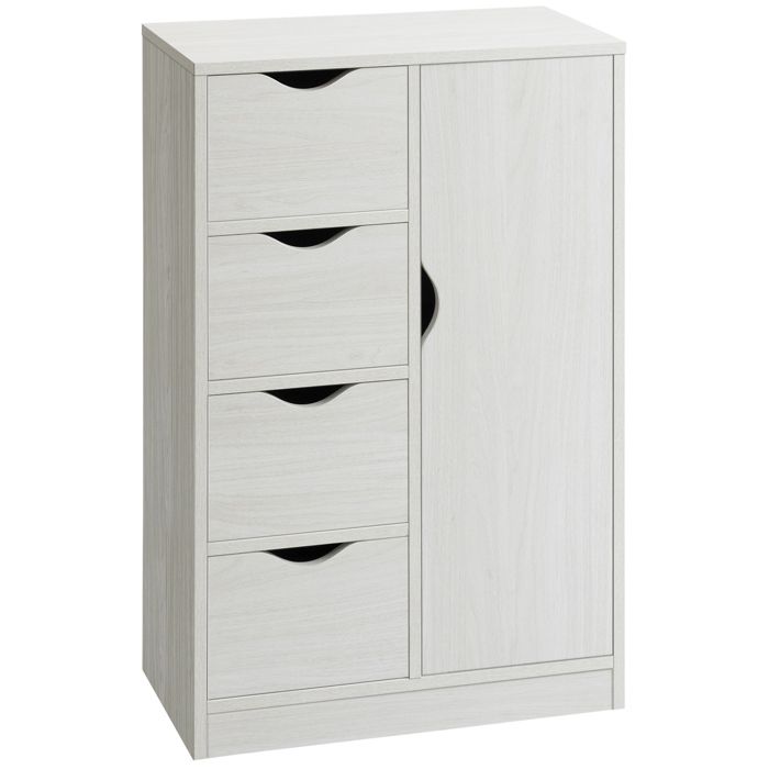 Meuble de rangement moderne 1 porte 4 tiroirs panneaux particules