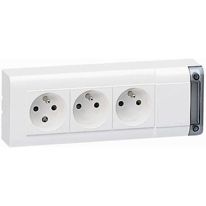 Multiprise sans interrupteur 3 prises Legrand 695001 IP20 blanc, gris  contact de protection 1 pc(s) - Cdiscount Bricolage