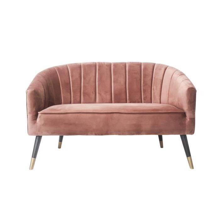 canapé 2 places en velours rose - style art déco - leitmotiv