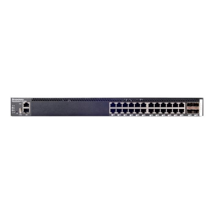 LENOVO Commutateur Ethernet RackSwitch G7028 24 Ports Gérable - 2 Couches supportées - Paire torsadée, Fibre Optique - 1U Haut