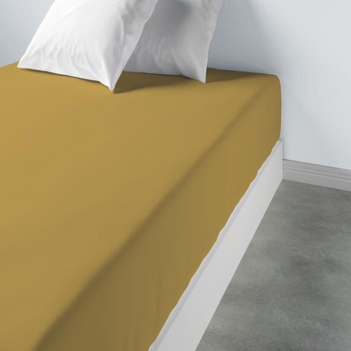 Drap housse - Les Ateliers du Linge - Gold - 90 x 190 x 35 cm - 100% coton - Certifié Oeko-Tex