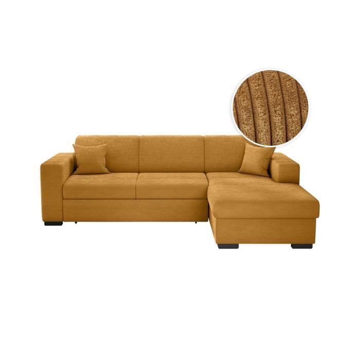Canapé d'angle Jaune Velours Moderne Confort