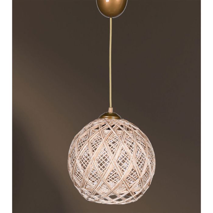 Suspension Aurollo D22cm Métal Or et Coton Beige