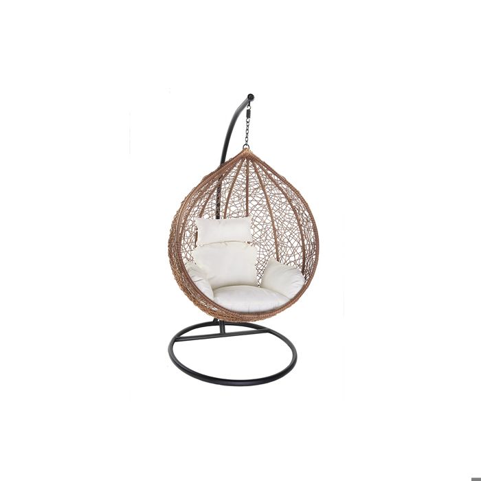 Fauteuil suspendu boh&egrave;me oeuf r&eacute;sine fa&ccedil;on rotin MOJO - Naturel