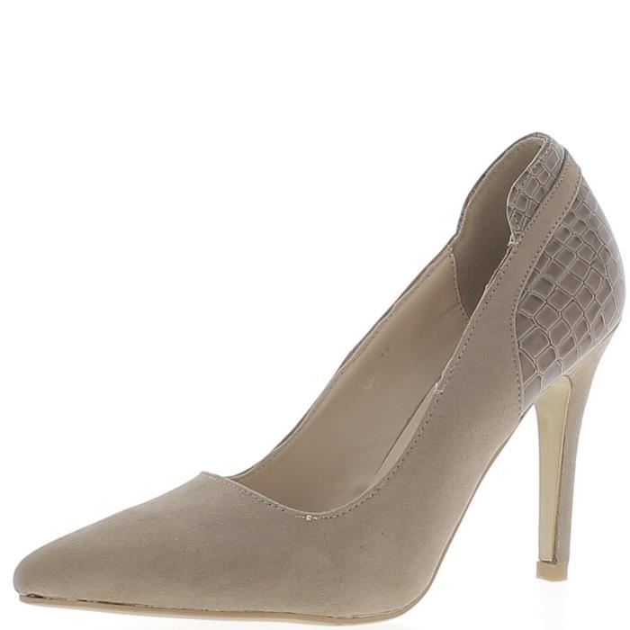 escarpin taupe daim
