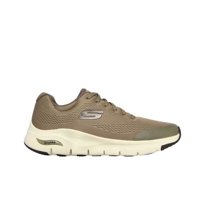 Skechers Baskets homme Skechers - Kaki-olv - Lacets - Plat
