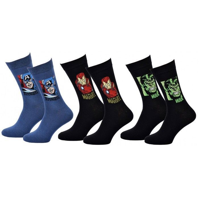 Lot De 5 Chaussettes Marvel Homme - Coton Respirant - Designs Super-Héros - Taille 40-45 EU