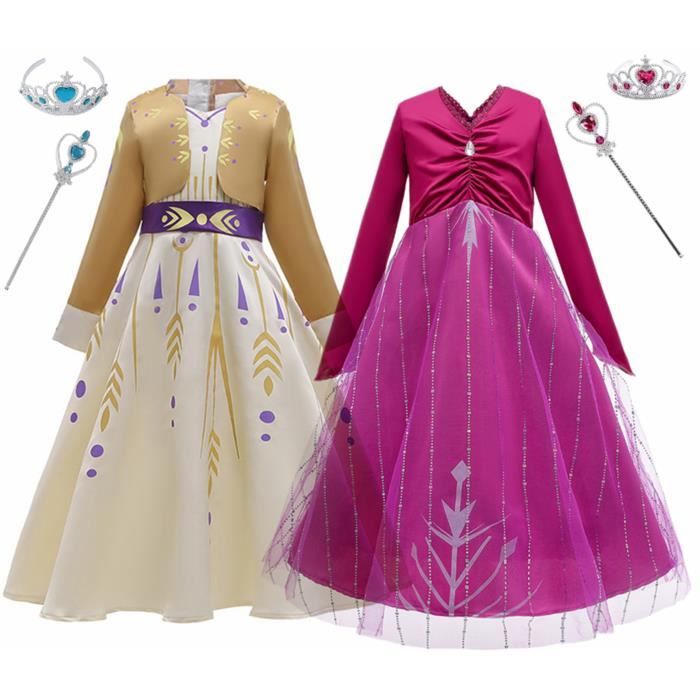 Lot 2 robes filles deguisement La Reine des Neiges Cosplay princesses