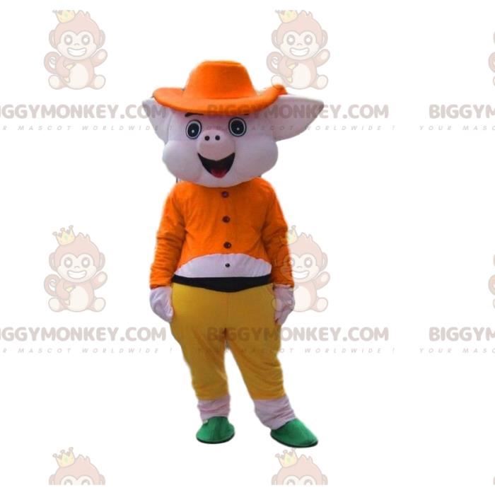Costume de mascotte BIGGYMONKEY™ de cochon rose tout habillé, costume 3