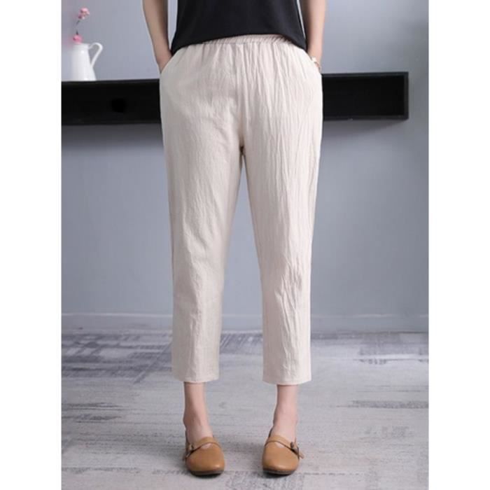 Pantalon Jogging Femme Lin Coton – Coupe Ample, Style Chic Décontracté, Tunique Ou Pantalon