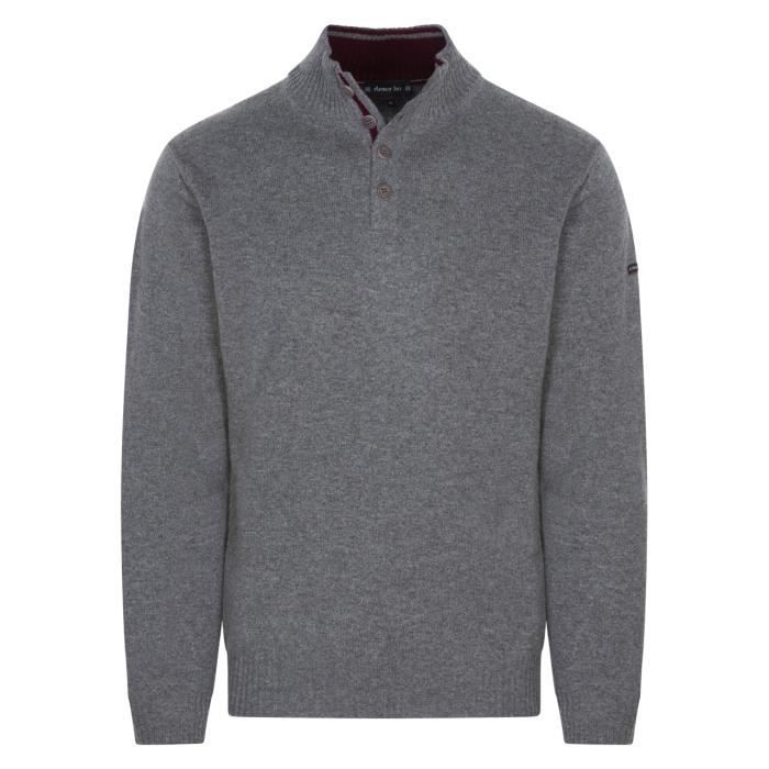 Pull Homme Orvis Gris - Col Boutonné - Taille M - Coton Maille