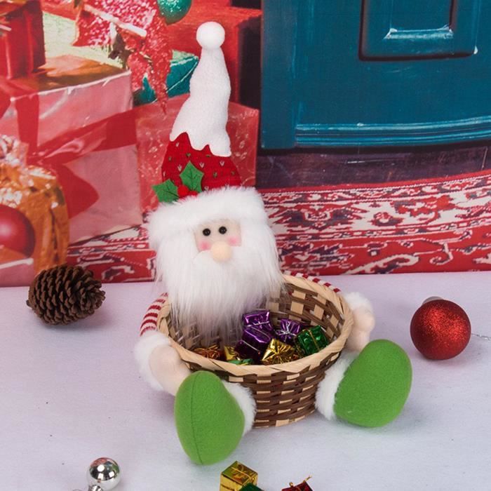 Daily Qaailabf Panier de Bonbons de Noël Ornements de Poupée Panier Décoration de Bureau Jouets Ornements Adaptés pour Exposition dans le Salon Décorations de Fête