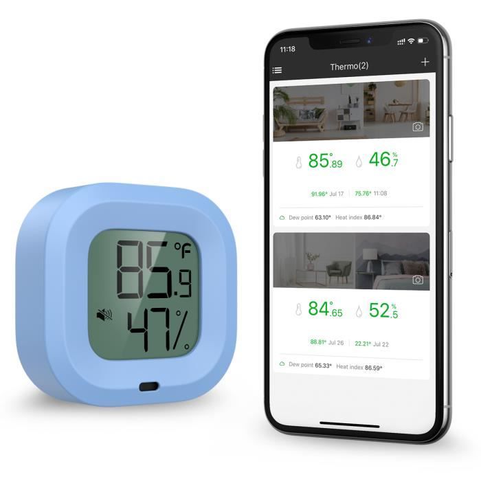Thermomètre Hygromètre Bluetooth 5.0 sans fil Capteur avec Alertes