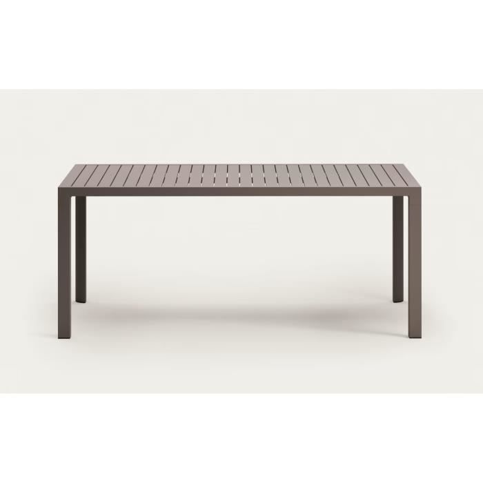 table de jardin en aluminium finition marron - longueur 180 x profondeur 90 x hauteur 75 cm