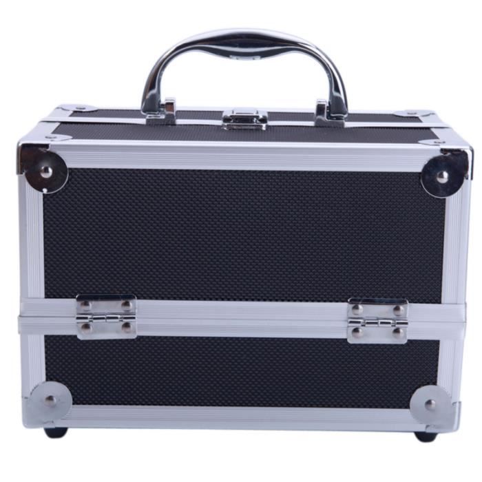 Valise Maquillage Vintage Schell Gris Argenté - 14 Pouces, Rigide, Occasion, Made In USA