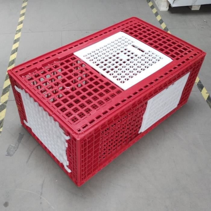 Comparer les prix de Cage De Transport Grande Volaille 96x57x42cm 3 Portes Rouge Et Blanche
