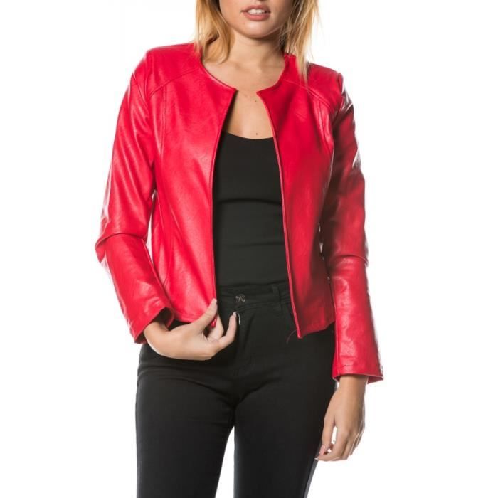 Veste ROUGE en simili-cuir134533F-1688_37/17_ROUGE M(38) - Cdiscount Pr??t-?�-Porter