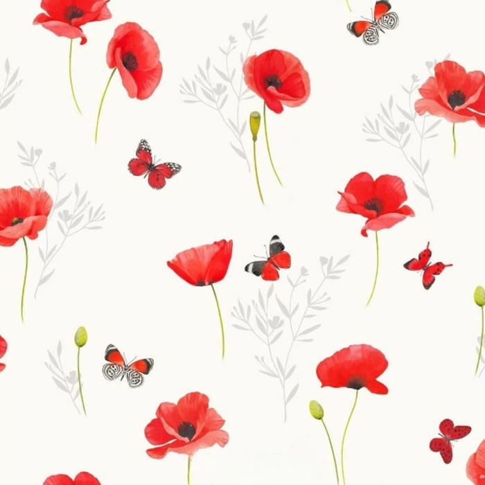 Nappe Bulgomme Imprimée Coquelicot - Dimensions : 140 x 180 cm