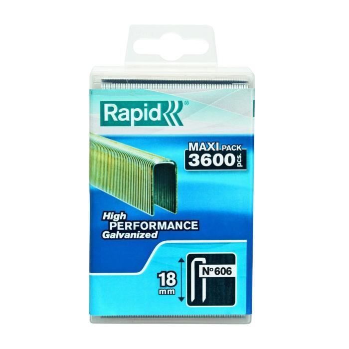 Rapid 3600 agrafes n°606 18mm galvanisées - vue 1
