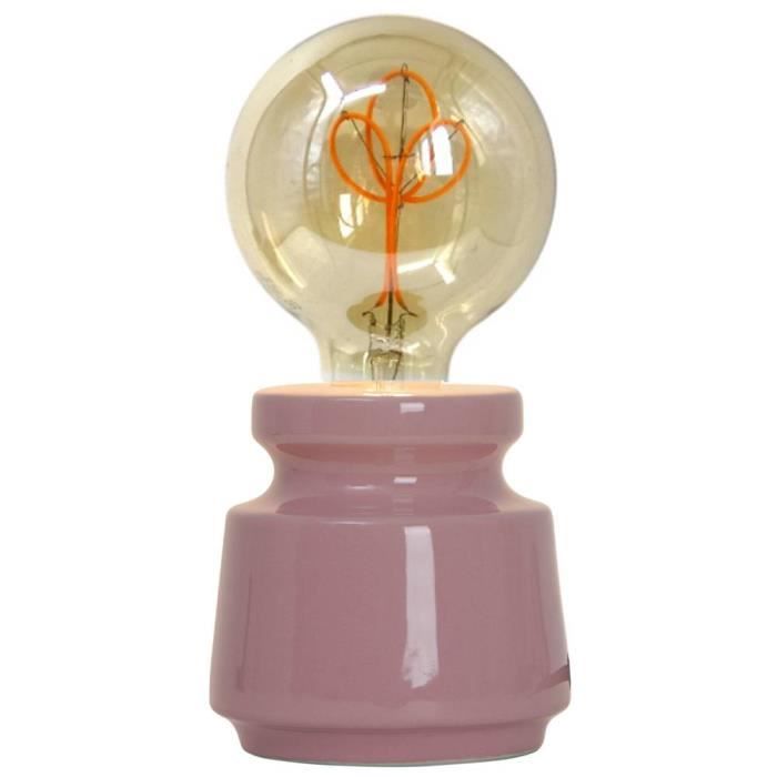 Lampe de chevet - SAMPA - Nella - Céramique rose - Ampoule LED E27 - 60W max
