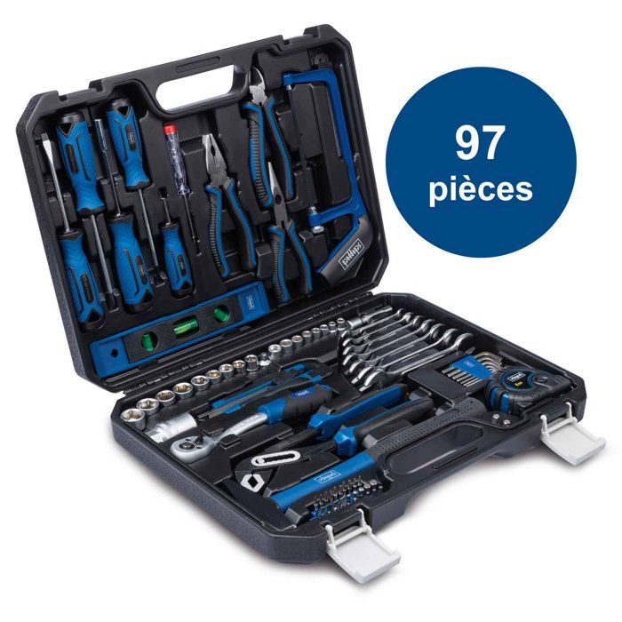 Mallette à outils SCHEPPACH - WZK120 - 97 pièces - Outils en acier chrome vanadium - Mallette en plastique