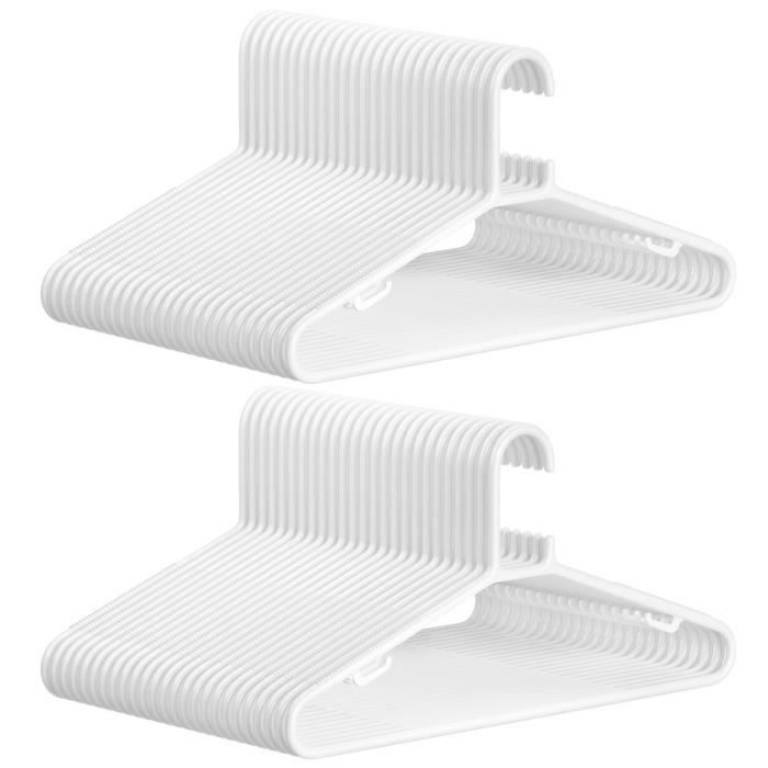 Cintres en Plastique - SONGMICS - Lot de 50 - Gain de Place - Légers - Blanc Cintres en Plastique - SONGMICS - Lot de 50 - Gain de Place - Légers - Blanc