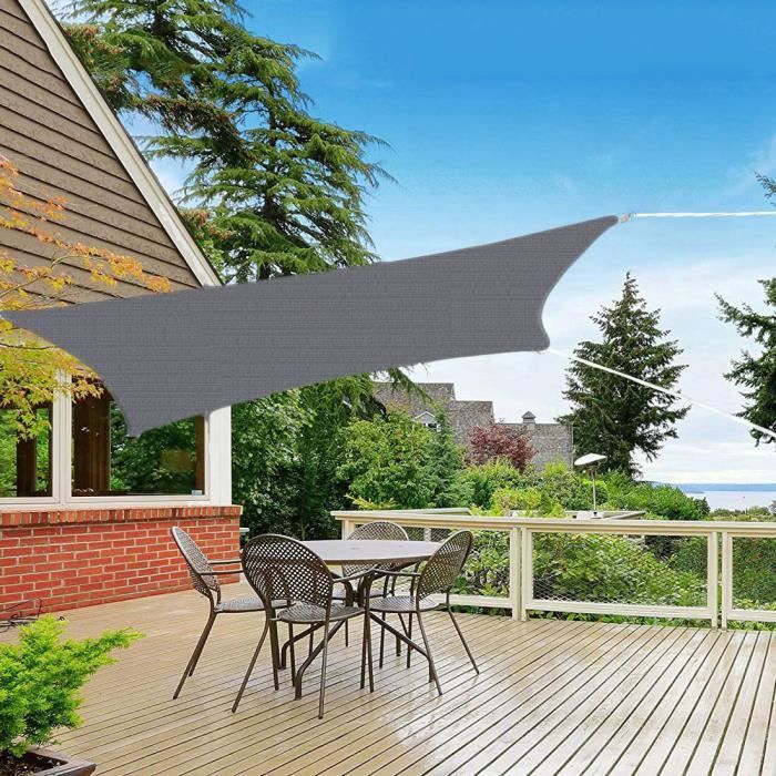 Voile D'Ombrage Rectangulaire VOUNOT 3x5m Imperméable – Protection UV 95% Gris – Jardin, Terrasse, Balcon