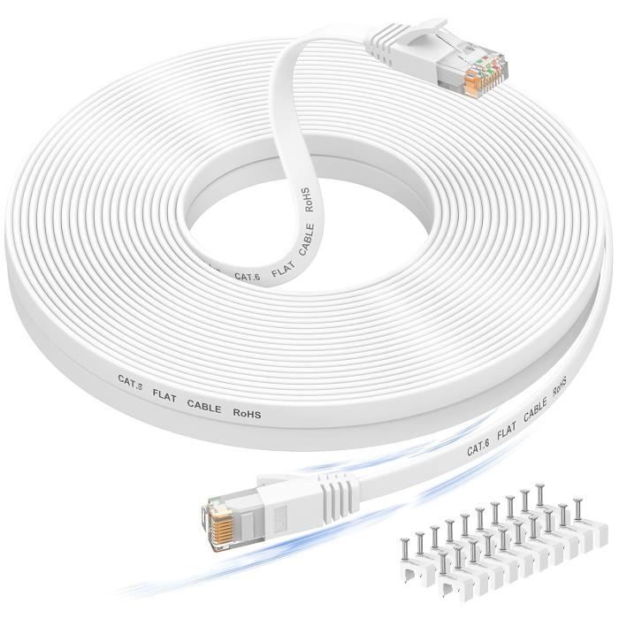 Cable 20m, RJ45 Cat 6 Cable réseau, Cable haut débit