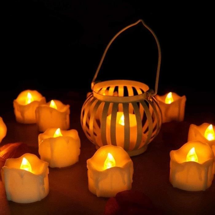 Lot De 12 Bougies LED Sans Flamme + 12 Sacs Lanterne Papier Blanc – Motifs Soleil, Feux D'Artifice, Étoiles – Décoration Mariage, Jardin, Fêtes