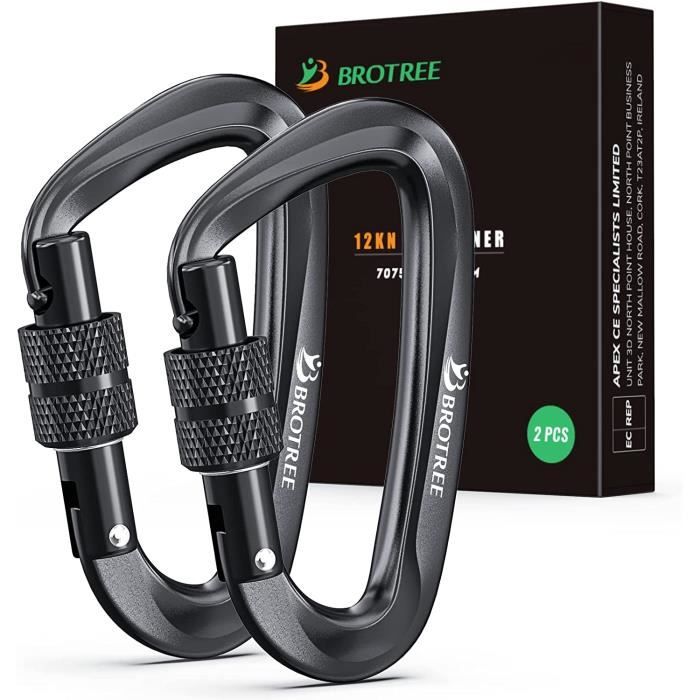 Moschettoni In Alluminio 12KN (1200kg) - Multiuso Per Amaca, Zaino, Campeggio, Tipo D - Foto 2