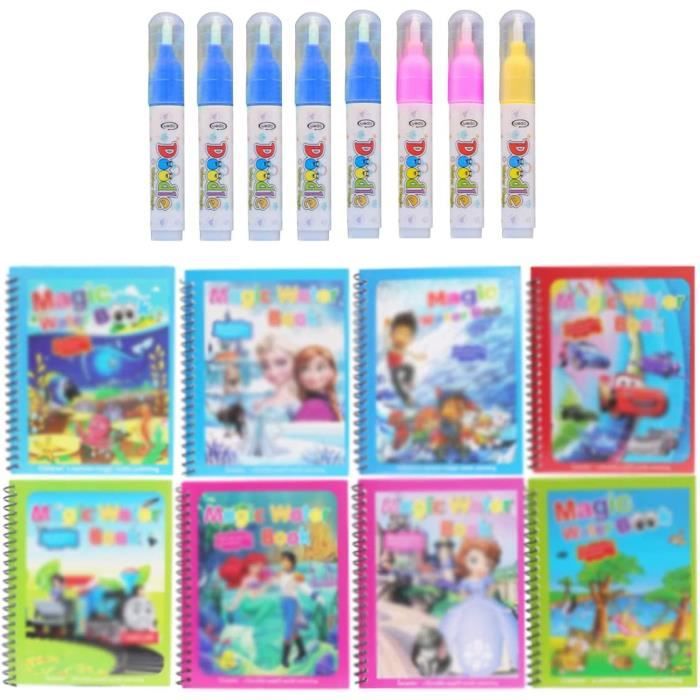 Livre De Dessin Magique à L'Eau Réutilisable – 8 Livres De Coloriage Avec Stylos – Pour Enfants Dès 3 Ans