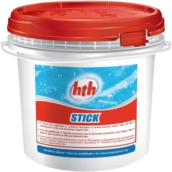 HTH - Stick- Hypopchlorite - Chlore 300 gr - Pot de 4,5 Kg65