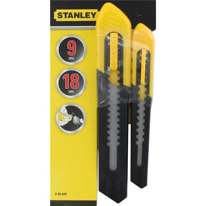 Cutter STANLEY Lot de 2 9 mm et 18 mm