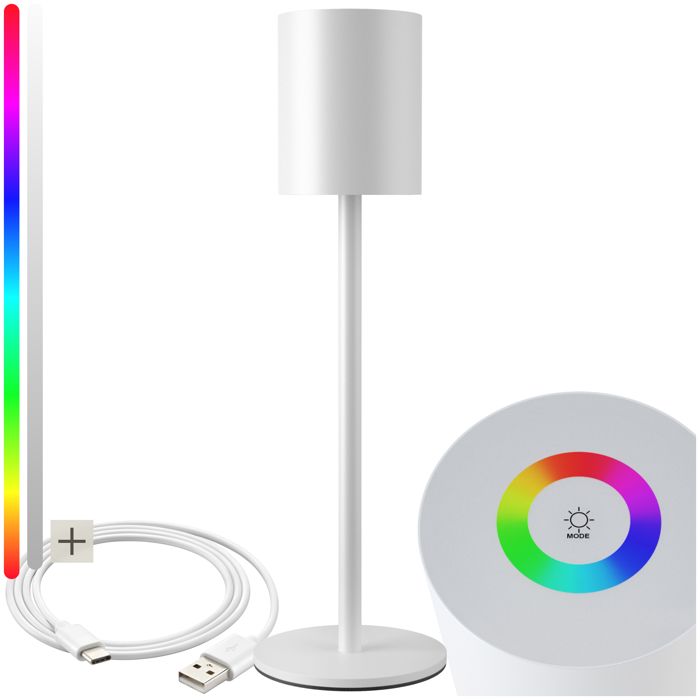 Lampe - TECTAKE - Lampe de table CORLY au style moderne LED avec 7 couleurs et écran tactile - Blanc Lampe - TECTAKE - Lampe de table CORLY au style moderne LED avec 7 couleurs et écran tactile - Blanc