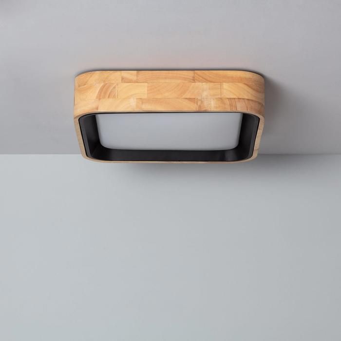 Plafonnier LED 15W Carré Bois et Aluminium 370x370 mm CCT Sélectionnable Dari Noir Plafonnier LED 15W Carré Bois et Aluminium 370x370 mm CCT Sélectionnable Dari Noir
