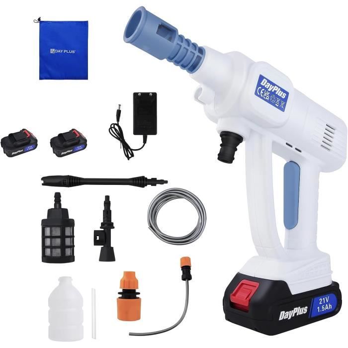 Nettoyeur Haute Pression Sans Fil 120 Bar - Débit 300 L/h - 2 Batteries Incluses - 8
