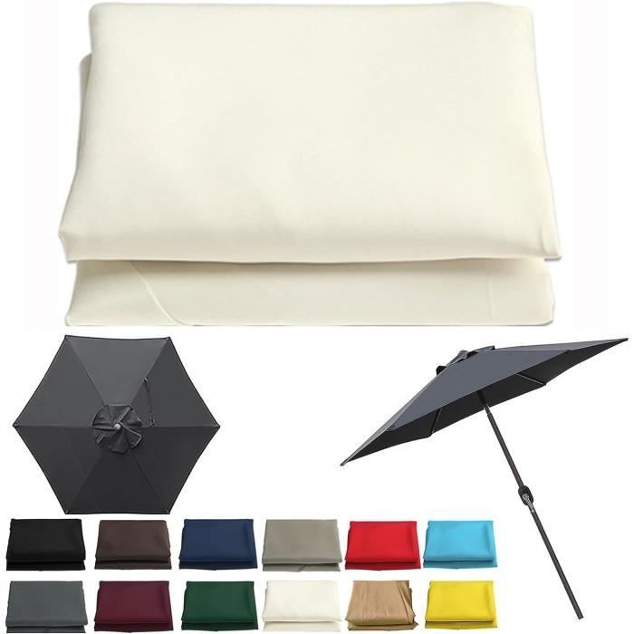 Toile De Rechange Pour Parasol Déporté Rectangle 3x4m - Tissu Polyester UPF 50+ - 8 Baleines - Couleur Beige